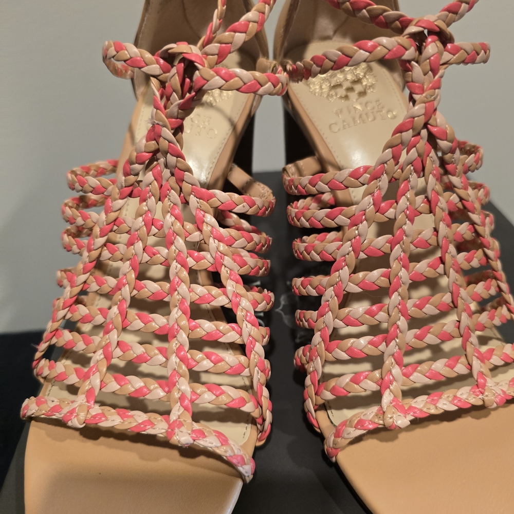 Vince Camuto Women's Tan and Pink Strappy Heels - Picture 7 of 8